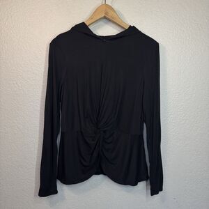 Sweaty Betty Top Women M Black Long Sleeve Hooded Shirt Gym Yoga Active Travel